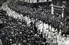 The Cortege of Emily Wilding Davison, London, June 14, 1913. Creator: Unknown
