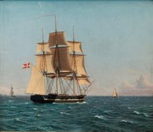 The Corvette Najaden under Sail, c1834. Creator: CW Eckersberg