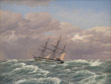The Corvette "Galathea" in a Storm in the North Sea, 1839. Creator: CW Eckersberg