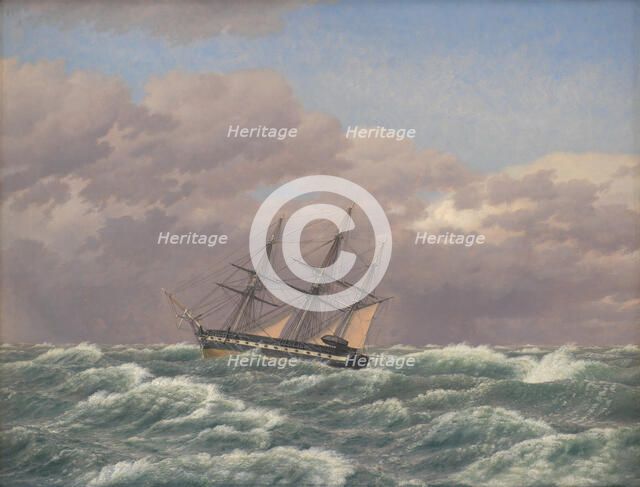 The Corvette "Galathea" in a Storm in the North Sea, 1839. Creator: CW Eckersberg.