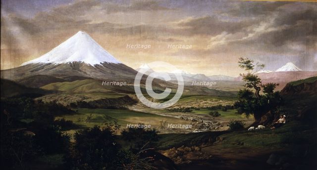  'The Cotopaxi', oil on canvas, 1874, by Rafael Troya.