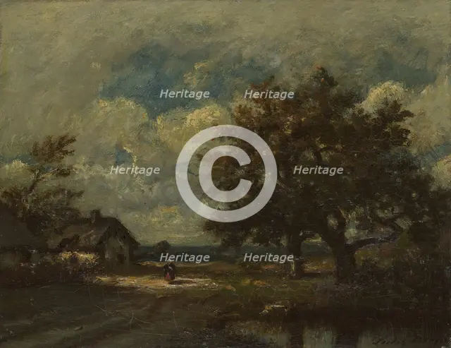 The Cottage by the Roadside, Stormy Sky, c. 1860. Creator: Jules Dupré.