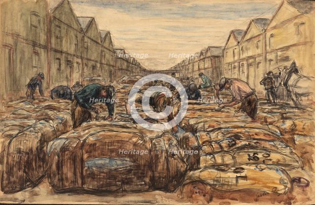The cotton docks. Port of Le Havre. Creator: Prunier, Gaston (1863-1927).