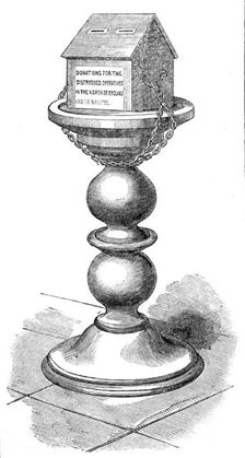 The Cotton Famine: box at Bristol for subscriptions to the distressed operatives fund, 1862. Creator: Unknown