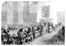 The Cotton Famine: meeting of the central relief committee...Manchester townhall..., 1862. Creator: Unknown