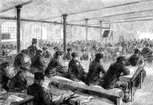 The Cotton Famine: school for mill operatives at Mr. Stirling's mill...Manchester, 1862. Creator: Unknown