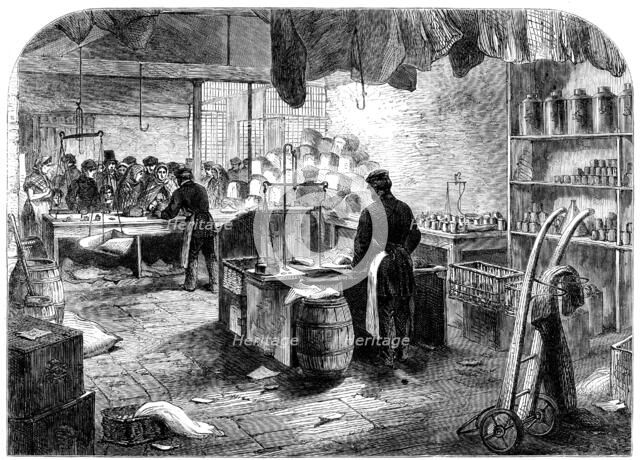 The Cotton Famine: shop for mill-hands at Mr. Birley's mill, Manchester, 1862. Creator: Unknown.