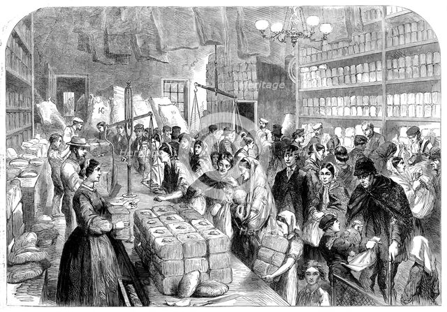 The Cotton Famine: provision-shop...Manchester and Salford Provident Society, 1862. Creator: Unknown.