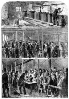 The Cotton Famine: the Society of Friends soup-kitchen...Lower Moseley-street, Manchester, 1862. Creator: Unknown