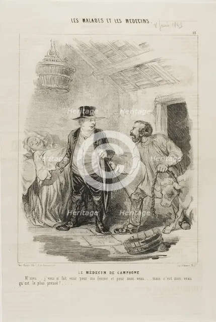 The Country Doctor (plate 13), 1843. Creator: Charles Emile Jacque.