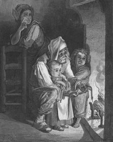 The Countryman and the Serpent 1870. Artist: Gauchard Brunier