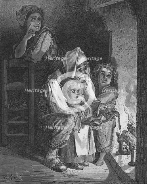 'The Countryman and the Serpent', 1870. Artist: Gauchard Brunier.