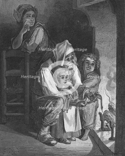 'The Countryman and the Serpent', 1870. Artist: Gauchard Brunier.