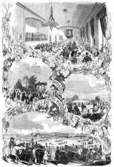 The Council Dinner at the Victoria Archery Rooms, the Trial of Implements at Swathling, 1844. Creator: Unknown