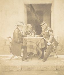 The Council of War on the Morning of the Taking of the Mamelon. Lord Raglan, Omar Pasha, M..., 1855. Creator: Roger Fenton