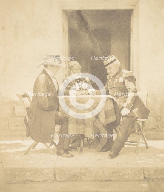 The Council of War on the Morning of the Taking of the Mamelon. Lord Raglan, Omar Pasha, M..., 1855. Creator: Roger Fenton.