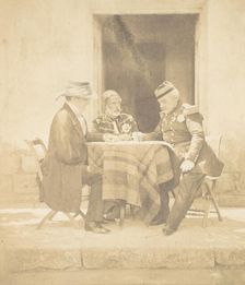 The Council of War on the Morning of the Taking of the Mamelon. Lord Raglan, Omar Pasha, M..., 1855. Creator: Roger Fenton