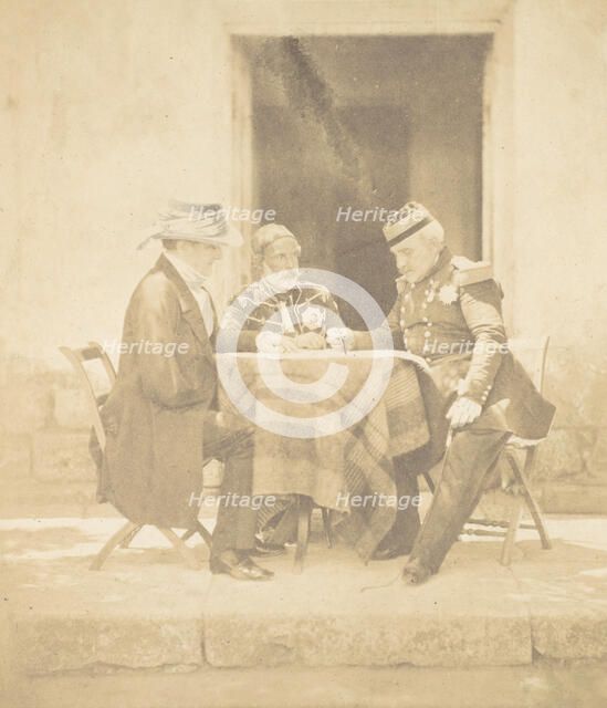 The Council of War on the Morning of the Taking of the Mamelon. Lord Raglan, Omar Pasha, M..., 1855. Creator: Roger Fenton.