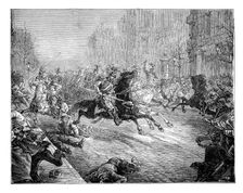 The coup d'etat, lancers charging the crowd in the boulevards of Paris 19th century