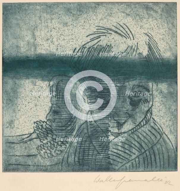 The Couple, Self-Portrait with Wife (Das Paar, Selbstporträt mit Frau), 1922. Creator: Walter Gramatté.