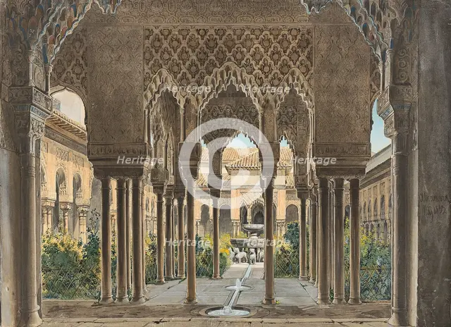 The Court of Lions in the Alhambra, 1833. Creator: Gail, Wilhelm (1804-1890).