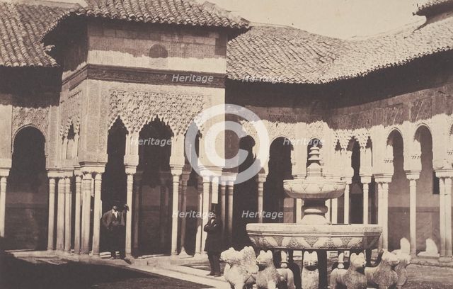 The Court of Lions in the Alhambra, Spain, 1855. Creator: John Gregory Crace.