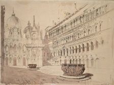 The Court of the Ducal Palace, Venice, May 1841. Artist: John Ruskin