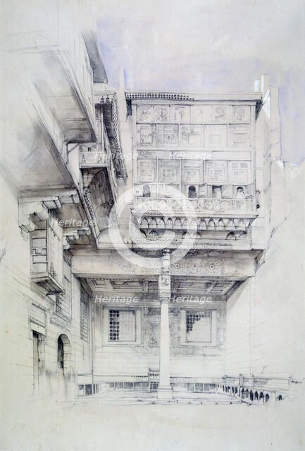 'The Court of the House of the Artist, Cairo', Egypt, 19th century. Artist: John Frederick Lewis
