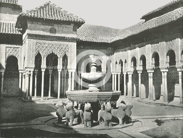 The Court of the Lions, Alhambra, Granada, Spain, 1895.  Creator: W & S Ltd.
