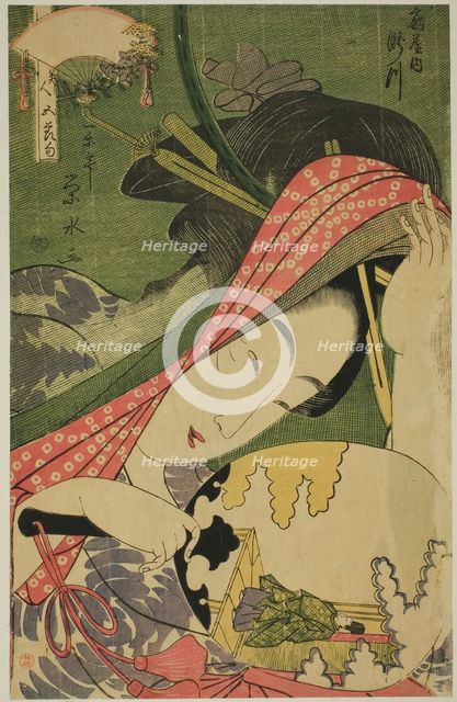 The Courtesan Takigawa of the Ogiya, from the series "Beauties of the Five...", c1795/1800. Creator: Ichirakutei Eisui.