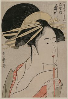 The Courtesan Takigawa of Ogiya (from the series A Selection of Beautiful Women...), c. 1798. Creator: Kitagawa Utamaro (Japanese, 1753?-1806)