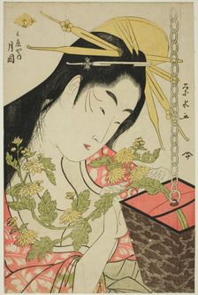 The Courtesan Tsukioka of the Hyogoya, c. 1797. Creator: Ichirakutei Eisui