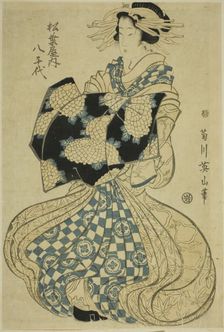 The courtesan Yachiyo of Matsubaya, from an untitled series of courtesans on parade, Japan, c. 1814. Creator: Kikukawa Eizan