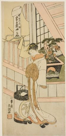 The Courtesan Handayu of the Nakaomiya House of Pleasure, c. 1769/70. Creator: Ippitsusai Buncho