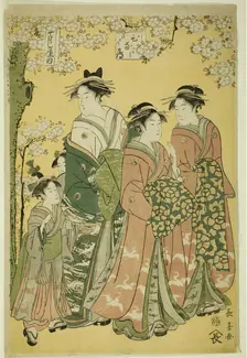 The Courtesan Hinazuru of the Chojiya and Her Attendants, early 1790s. Creator: Eishosai Choki