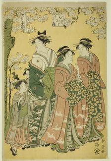 The Courtesan Hinazuru of the Chojiya and Her Attendants, early 1790s. Creator: Eishosai Choki
