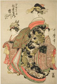 The Courtesan Ichikawa of the Matsubaya in Edo-machi Itchome, with her Child Attendants..., c. 1803. Creator: Kitagawa Utamaro