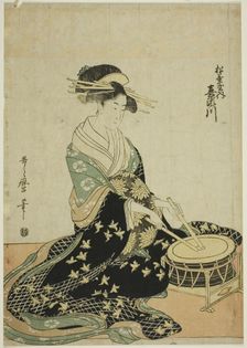 The Courtesan Kisegawa of the Matsubaya, from an untitled series of courtesans of the..., c. 1797. Creator: Kitagawa Utamaro
