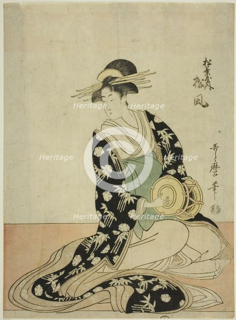 The Courtesan Matsukaze of the Matsubaya, from an untitled series of courtesans of the..., c. 1797. Creator: Kitagawa Utamaro.