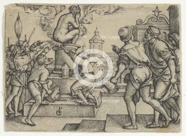 The Courtesan Punished, from The Story of the Magician Virgil. Creator: Georg Pencz.