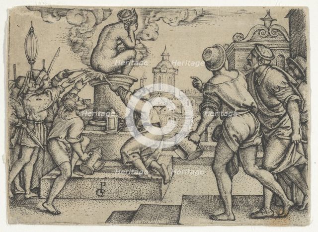 The Courtesan Punished, from The Story of the Magician Virgil. Creator: Georg Pencz.