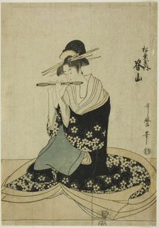 The Courtesan Seyama of the Matsubaya, from an untitled series of courtesans of the..., c. 1797. Creator: Kitagawa Utamaro