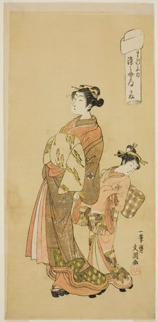 The Courtesan Somenosuke of the Matsubaya House, from the series "Fuji-bumi..., c. 1769/70. Creator: Ippitsusai Buncho