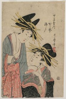The Courtesans Karagoto and Nishikido of Chojiya, late 1800s. Creator: Utamaro II (Japanese)