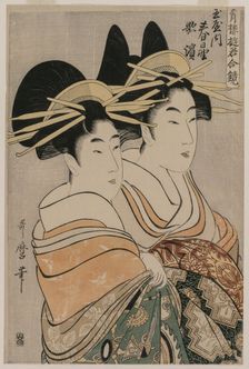 The Courtesans Kasugano and Utahama of Tamaya..., c. 1800. Creator: Kitagawa Utamaro (Japanese, 1753?-1806)