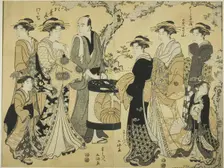 The Courtesans Misayama of the Chojiya and Wakana of the Matsubaya Parading..., c. 1789/1801. Creator: Gokyo