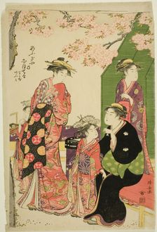 The Courtesans Nioteru, Namiji, and Omi of the Ogiya, 1785. Creator: Torii Kiyonaga