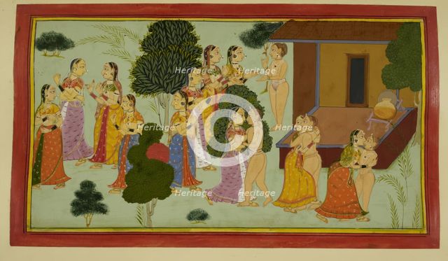 The courtesans tempt Rishyasringa, 1712. Creator: Unknown.