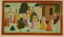 The courtesans tempt Rishyasringa, 1712. Creator: Unknown