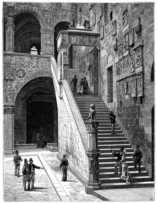 The courtyard of the Bargello, Florence, Italy, 1882